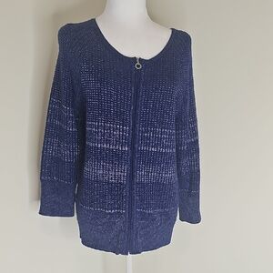 Alex Marie Deep Blue Textured Cardigan‎